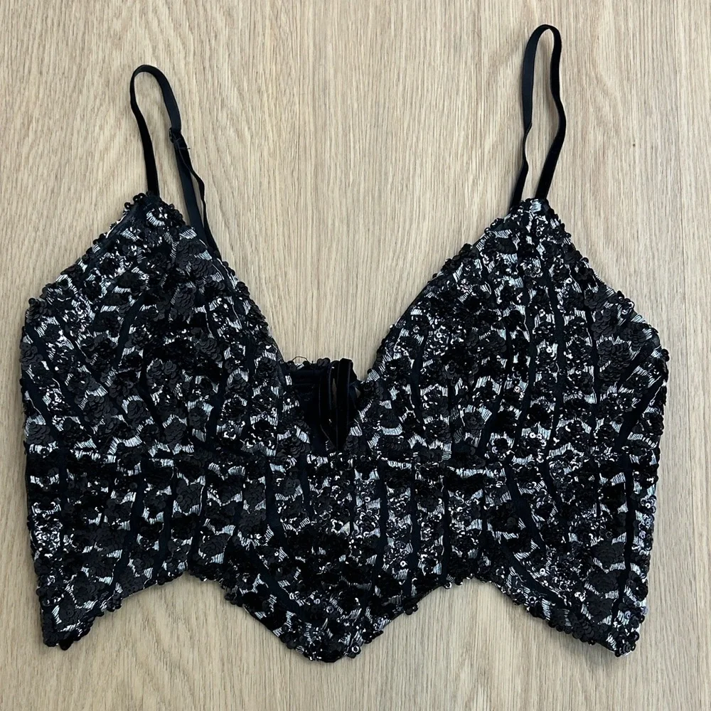 Free People Intimately Sequin Crop Top M